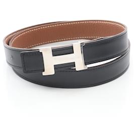 H-Gürtel Constance von Hermès Braun Schwarz Golden