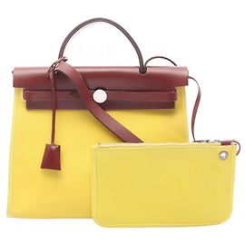 Bolsa Hermès Herbag Zip PM Dourado Bordeaux Amarelo