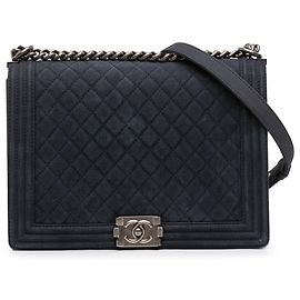 Chanel Azul Grande Flap Boy de Caviar Iridiscente Azul Azul marino