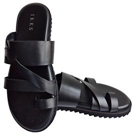 Sandali piatti neri in pelle IKKS Nero