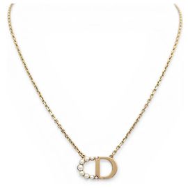 Christian Dior NOVO COLAR DIOR 30 MONTAIGNE LOGO CD EM PEROLAS DE METAL DOURADO Dourado