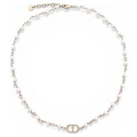 NOVO COLAR CHRISTIAN DIOR 30 MONTAIGNE PEROLAS EM METAL DOURADO Dourado
