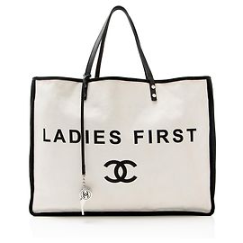 Chanel Canvas Let's Demonstrate Damen Shopper Tote Schwarz