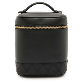 Bolsa Vanity Bicolor de Couro Preta Chanel Preto