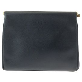 Pochette en cuir Saffiano Prada Noir