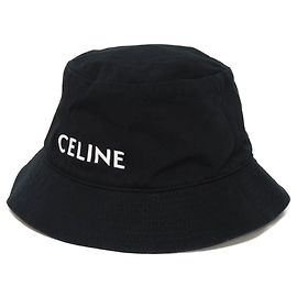 Céline Chapéu bucket em gabardine de algodão com logo CELINE Preto
