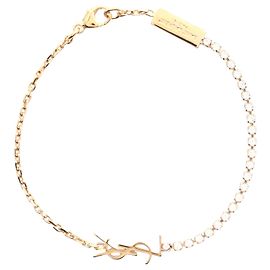 Yves Saint Laurent Cassandra Charm Bracelet Golden Metallic