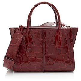 Bolso Tote Small Holly de cuero con estampado de cocodrilo de Tod's Roja
