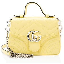 Gucci Matelasse Leather GG Marmont Mini Top Handle Yellow