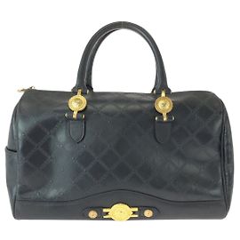 Versace Lederhandtasche Sunburst Schwarz