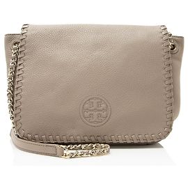 Bolsa de couro Marion Small Crossbody da Tory Burch Cinza
