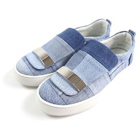 Autre Marque Patchwork-Denim-Sneaker Sergio Rossi Levis sr1 ADDICT Blau