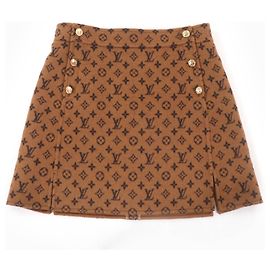 Falda de Lana Monogram Louis Vuitton Castaño