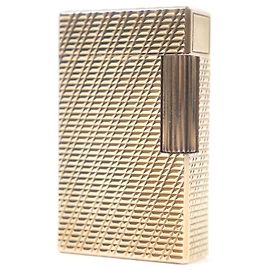 Autre Marque Dupont Line 1 Check Pattern Square Lighter Golden