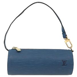 Pochette Soufflot in pelle Epi Louis Vuitton Blu