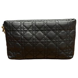 Cannage Leder Tasche Christian Dior Schwarz