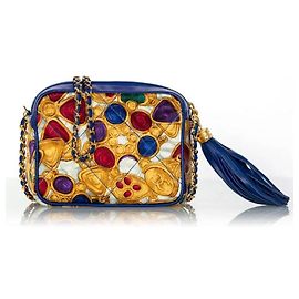 Chanel CC Gripoix Jewel Tassel Mini Shoulder Bag Cuir Bleu Multicolore