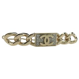 CHANEL Fermaglio per Capelli Valletta metallo Oro Champagne CC Auth LNZ846M D'oro