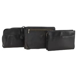 Céline CELINE Cartier Clutch Bag Leder 3 Set Schwarz Auth ka3131 Schwarz
