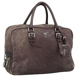 PRADA Bolsa de mão de couro roxa prata Auth mr2128 Dourado Roxo