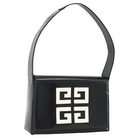 GIVENCHY Shoulder Bag Patent leather Black Gold Auth BSZ308 Black Golden