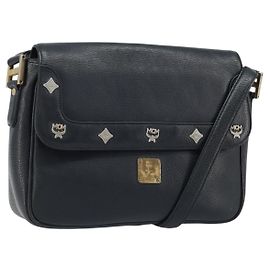Borsa a Spalla MCM in Pelle Nera Oro Auth mr2156 Nero D'oro