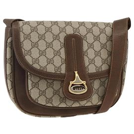 Gucci Borsa a Spalla GG Supreme PVC Oro Beige Auth ka3088 Beige D'oro
