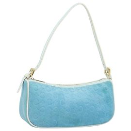 Céline CELINE C Macadam Canvas Accessory Pouch Suede Light Blue Gold Auth LNZ731A Golden Light blue