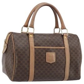 Céline Bolsa de mão em lona Macadam CELINE em couro PVC marrom dourado Auth bs33973 Marrom Dourado