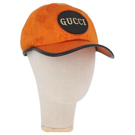 Boné GG Canvas GUCCI Laranja 627114 Auth AMZ453A Laranja
