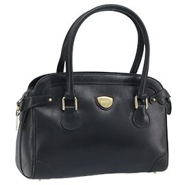 Gucci Sac à main en cuir noir et or Auth BSZ350 Noir Doré