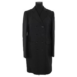 Dolce & Gabbana Schwarzer Wollmantel Schwarz