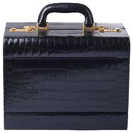 Autre Marque Crocodile Leather Beauty Case Black Other