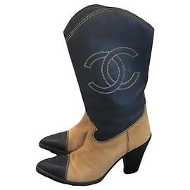 Chanel Leather cowboy boots Multiple colors