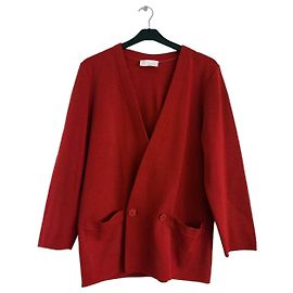 Nina Ricci Red Wool Cardigan and Skirt Set Red