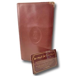 Cartier Bordeaux Leather Wallet Dark red