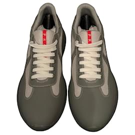 Baskets Prada Grises Cuir Maille Gris