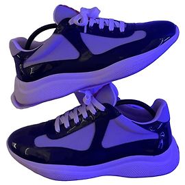Tênis Prada de couro e nylon branco e azul escuro Branco Azul escuro