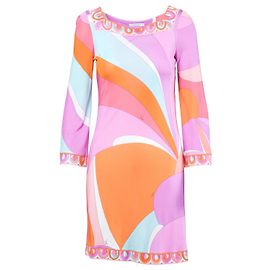 Vestido curto de jersey com mangas flare detalhadas em várias cores Emilio Pucci Multicor