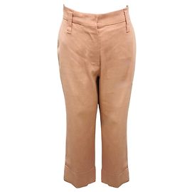 Calças de linho e algodão rosa blush Brunello Cucinelli Rosa