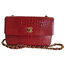 CHANEL Mini Timeless Evening Bag in Crocodile Leather Red