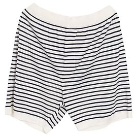Prada Seiden-Baumwoll-Shorts Weiß Marineblau