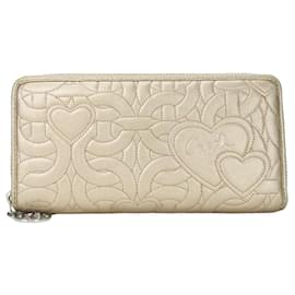 Cartera Larga de Cuero Coach Plata Rosa