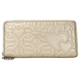 Coach Leather Long Wallet Silvery Pink