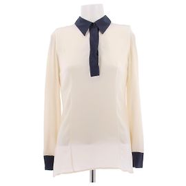 Prada Ecru-Bluse mit Marinekragen Beige
