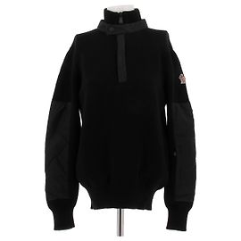 Moncler Pull noir avec empiècements nylon Black