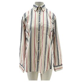 Autre Marque Chemise blanche à rayures bleu et rouge en coton White