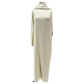 Massimo Dutti Langes cremefarbenes Satin-Kleid Beige