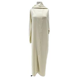 Massimo Dutti Robe longue satiné crème Beige