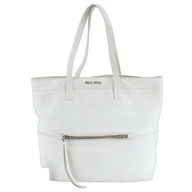 Borsa Tote in Pelle Miu Miu Bianco
